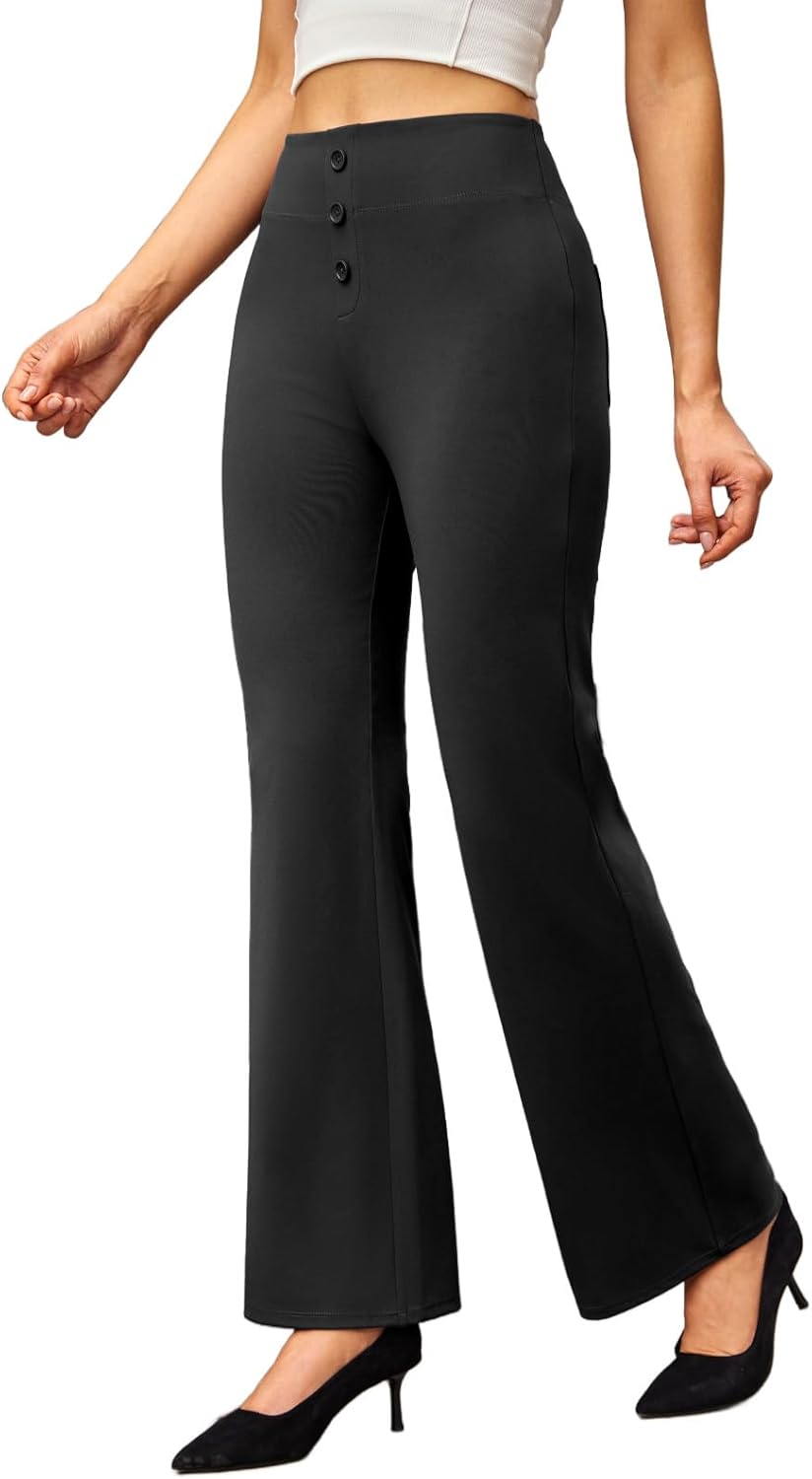 Women Bootcut Dress Pants High Waist Stretchy Business Work Casual Trousers with Back Pockets Office Slacks