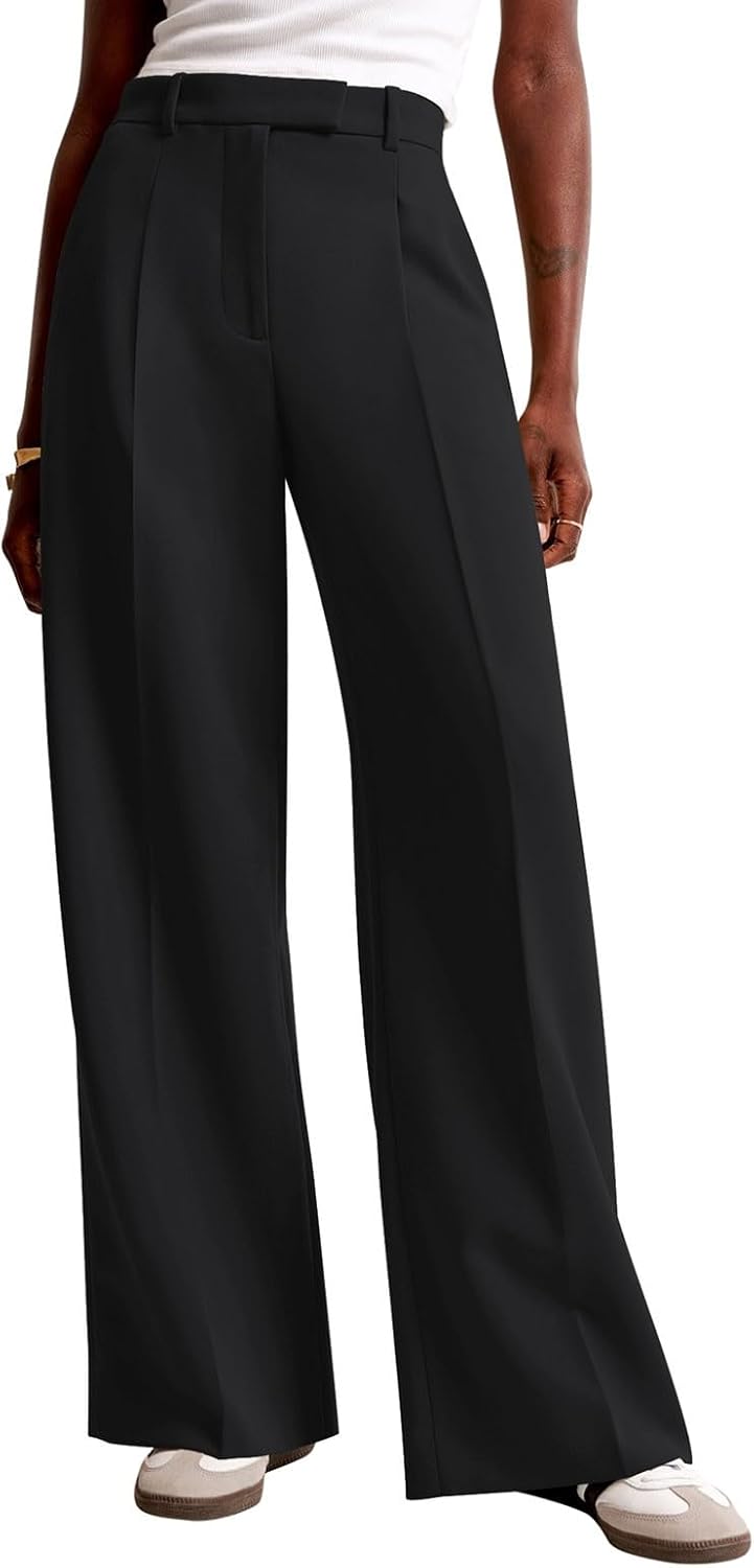 Women Wide Leg Pants High Waisted Business Casual Work Trousers Dressy Pants with Pockets