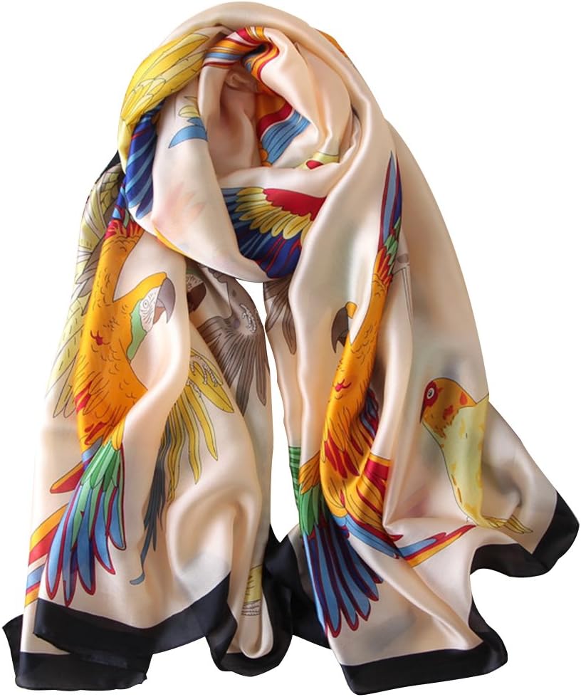 Womens 100% Large Mulberry Silk Scarf Long Satin Scarf Fashion Designer Scarf Lightweight Wraps