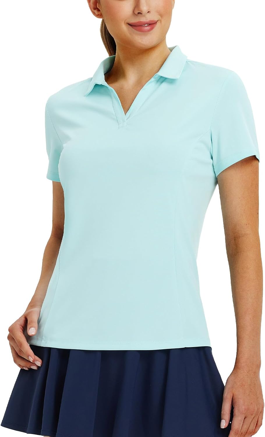 Women's Golf Shirts Polo Collared V Neck Shorts Sleeve Tennis Shirt Lightweight Quick Dry UPF50+