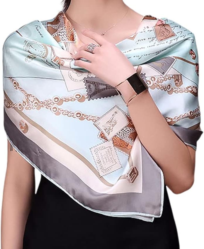Big Square Silk Scarf in Symmetrical Patterns,100% Silk,5+ Optional Style,108cm x 108cm,真丝围巾