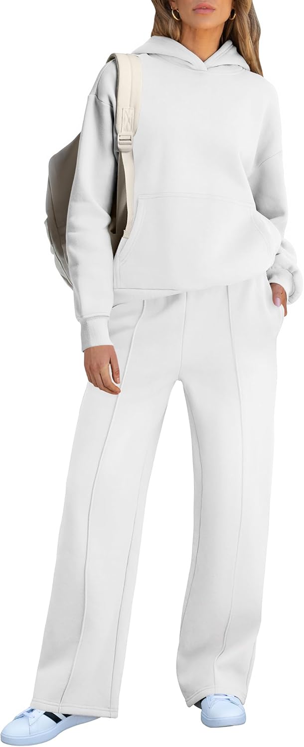 Women 2 Piece Outfits Sweatsuit Sets Oversized Hoodies Wide Leg Sweatpant Tracksuit 2024 Fall Matching Lounge Set