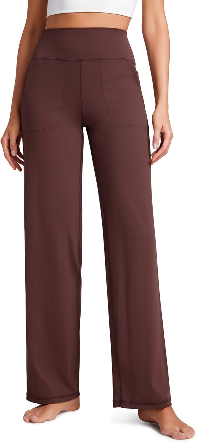 Women  High Waist Wide Leg Pants with Pockets 1" - Buttery Soft Comfy Casual Yoga Lounge