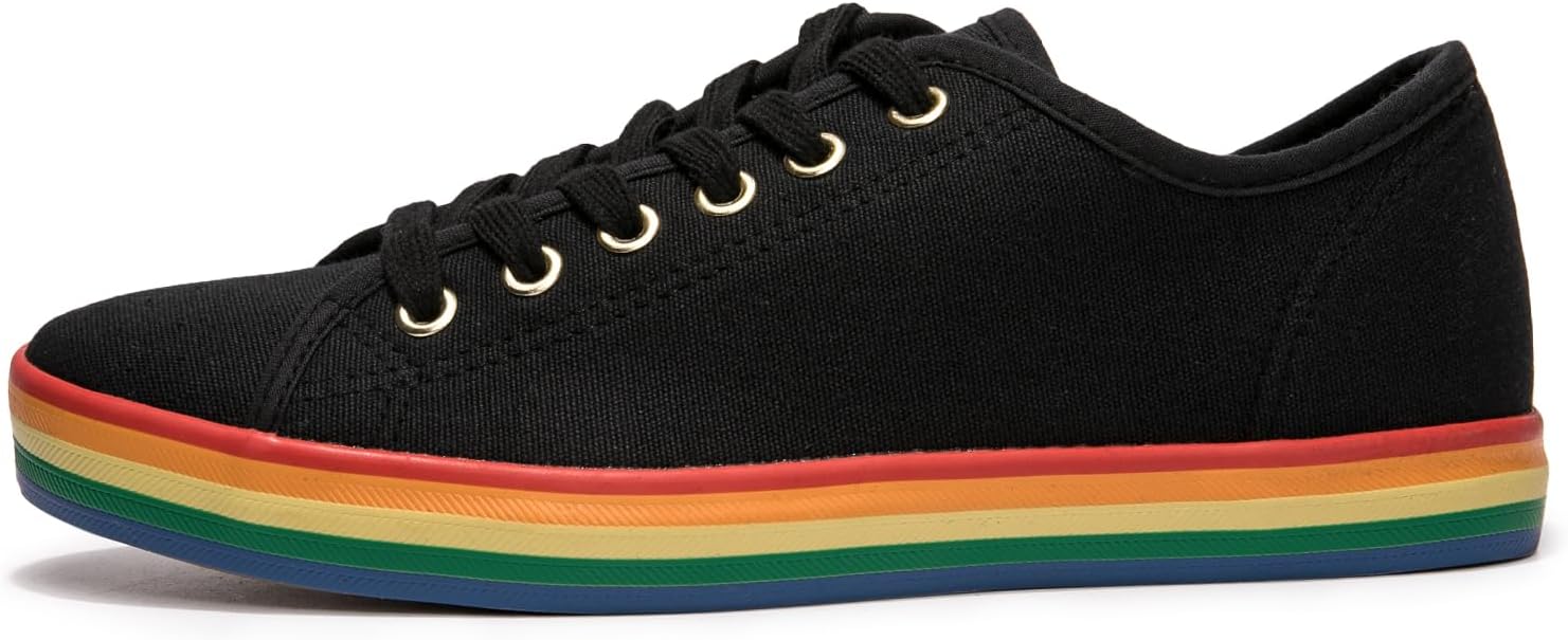 Women's Low Top Canvas Shoes Lace up Fashion Sneakers Casual Comfort Walking Shoes