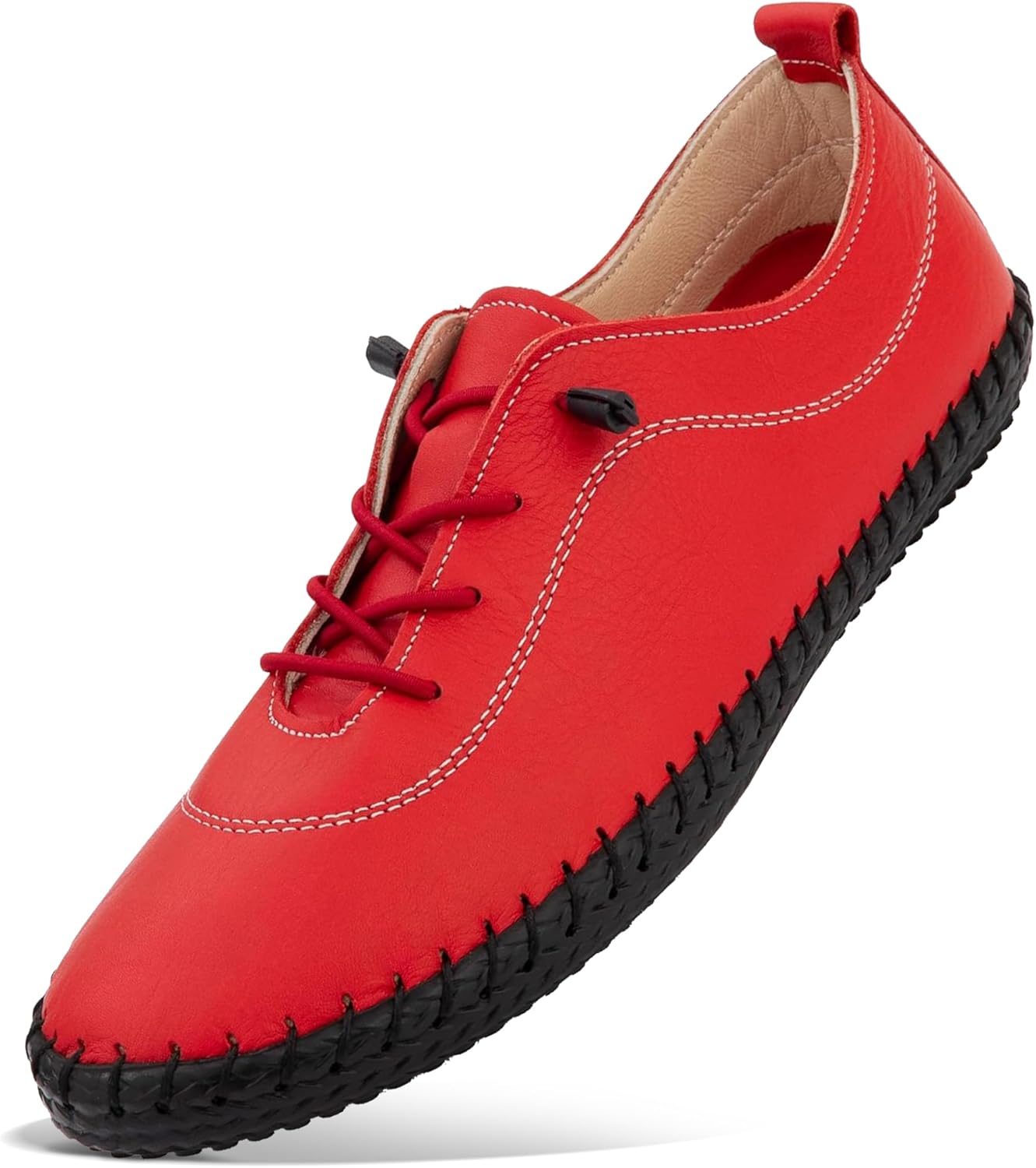 Women’s Fashion Sneakers - Light and Comfortable Leather Flat Sneakers for Everyday e - Breathable Tennis Shoes with Soft Insoles