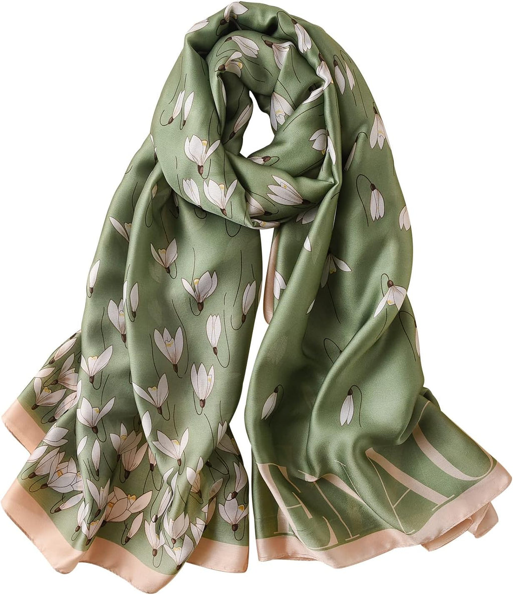 Womens 100% Large Mulberry Silk Scarf Long Satin Scarf Fashion Designer Scarf Lightweight Wraps