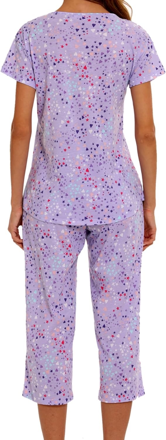 Women Pajama Sets Cotton Summer Pjs Tops with  Pants Sleepwear