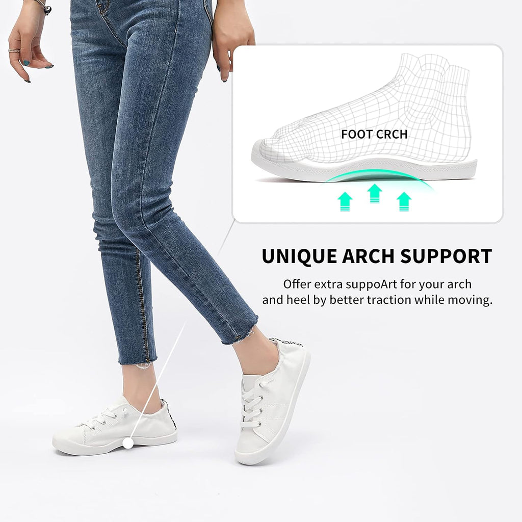 Womens Canvas Slip On Shoes White Black Fashion Sneakers Loafers Shoes for Women