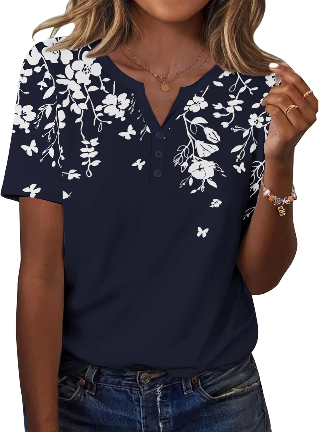 Women Summer Tops Casual Short Sleeve V Neck Shirts Business Dressy Work Blouses