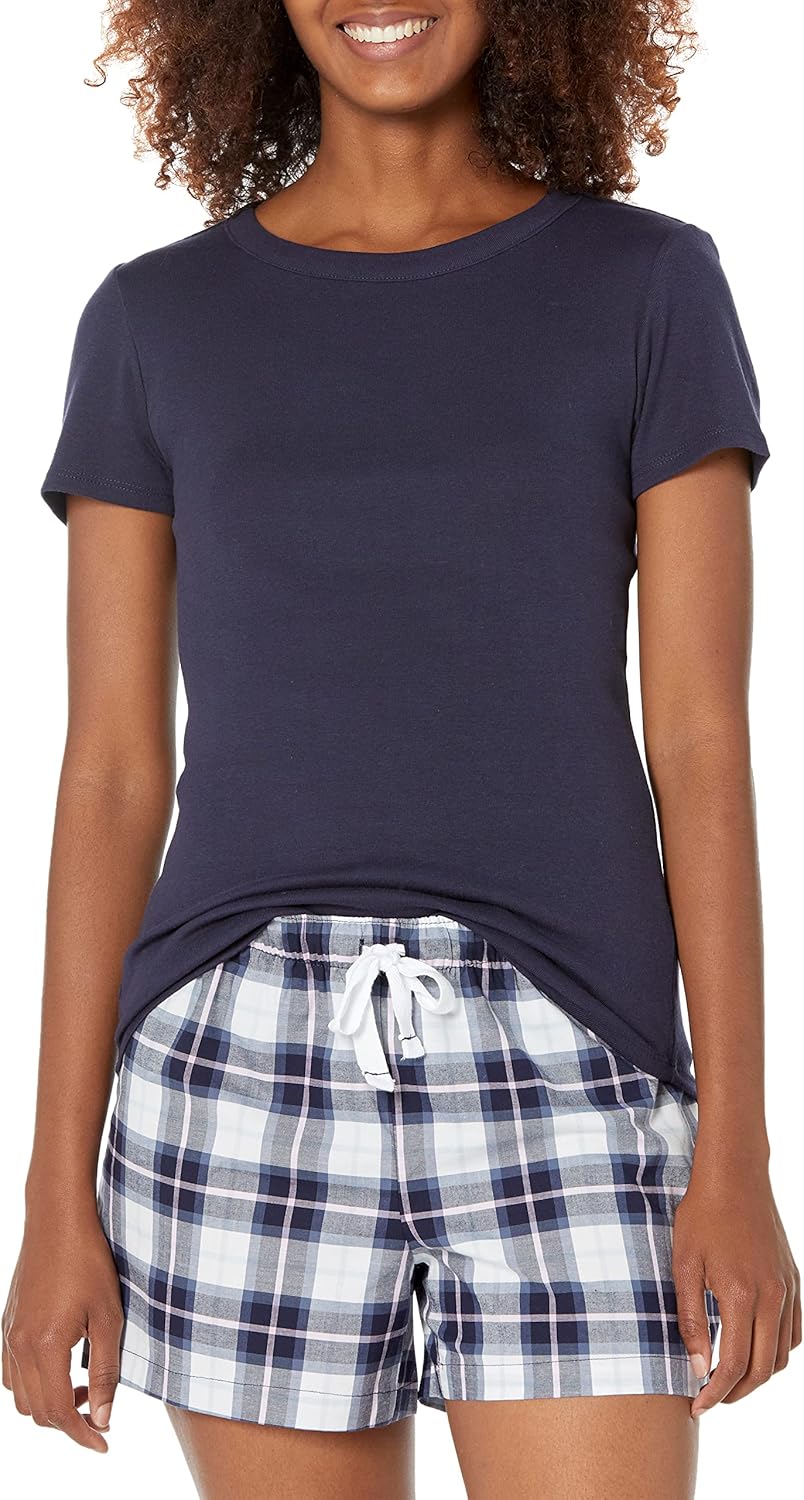 Women Poplin Short and Sleep Tee Set