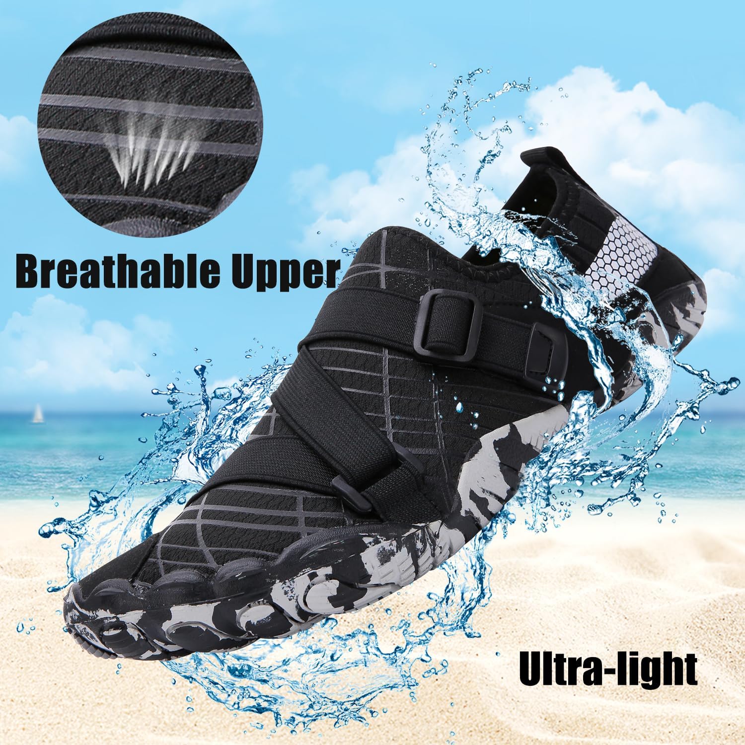 Water Shoes for Women Men, Quick Dry Barefoot  Shoes Beach Swim Sports Outdoor Hiking Diving Surf