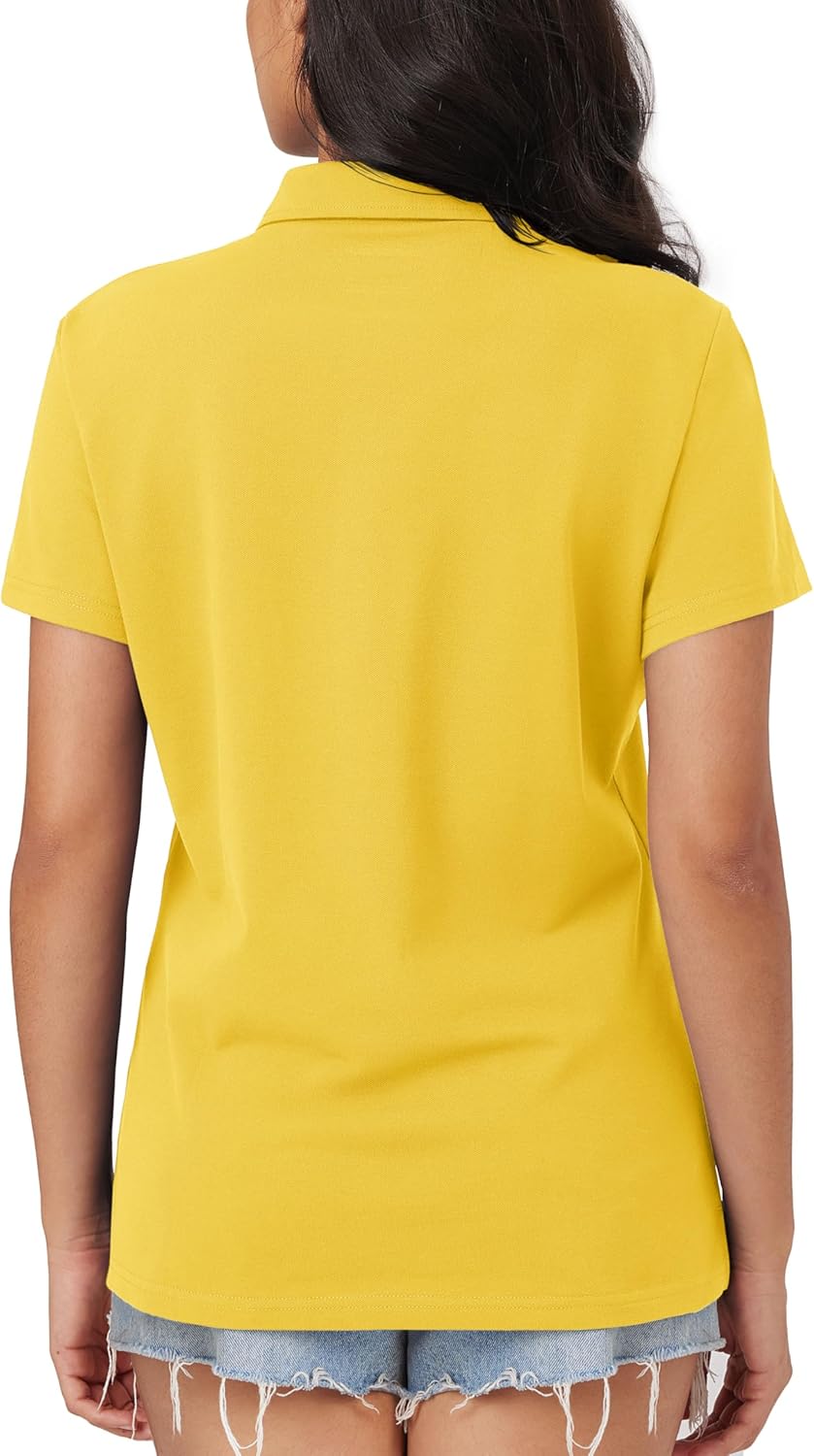 Women's Polo Shirts Cotton Short Sleeve Shirt 3 Buttons Collared Shirts Summer Casual Wicking Golf Tops