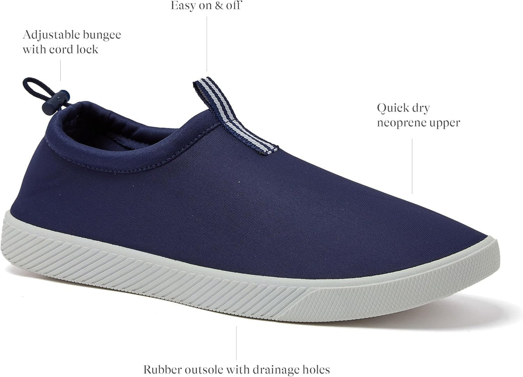 Slip On Water Shoes Men, Quick Dry Neoprene Sport Mens Water Shoes for Beach, Pool, or River with Drainage Holes, Navy Blue or Black, Size 7-15  Swim Shoes for Men
